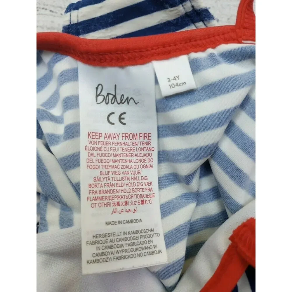 3/4 Boden Striped Ruffle Swim Suit